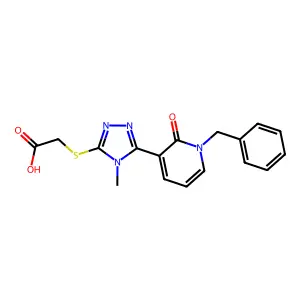 2-((5-(1-Benzyl-2-oxo-1,2-dihydropyridin-3-yl)-4-methyl-4H-1,2,4-triazol-3-yl)thio)acetic acid structure