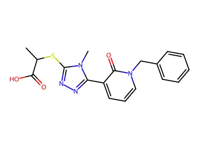 2-((5-(1-Benzyl-2-oxo-1,2-dihydropyridin-3-yl)-4-methyl-4H-1,2,4-triazol-3-yl)thio)propanoic acid structure