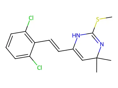 6-[2-(2,6-dichlorophenyl)ethenyl]-4,4-dimethyl-2-(methylthio)-1H-pyrimidine structure