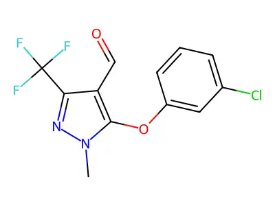 5-(3-Chlorophenoxy)-1-methyl-3-(trifluoromethyl)-1H-pyrazole-4-carbaldehyde structure