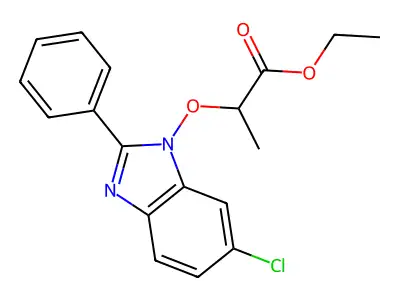ethyl 2-[(6-chloro-2-phenyl-1H-1,3-benzimidazol-1-yl)oxy]propanoate structure