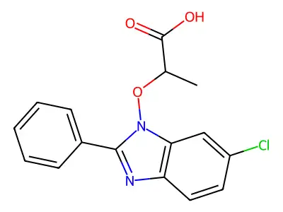 2-[(6-chloro-2-phenyl-1H-1,3-benzimidazol-1-yl)oxy]propanoic acid structure