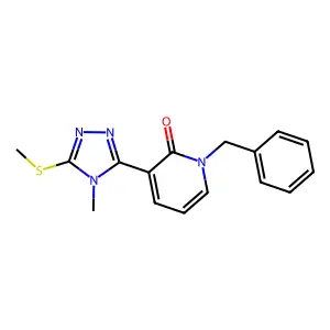 1-benzyl-3-[4-methyl-5-(methylsulfanyl)-4H-1,2,4-triazol-3-yl]-2(1H)-pyridinone structure