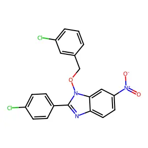 1-[(3-chlorobenzyl)oxy]-2-(4-chlorophenyl)-6-nitro-1H-1,3-benzimidazole structure