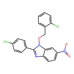 1-[(2-chlorobenzyl)oxy]-2-(4-chlorophenyl)-6-nitro-1H-1,3-benzimidazole structure