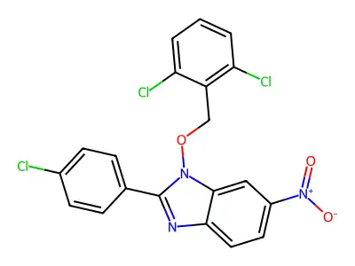 2-(4-chlorophenyl)-1-[(2,6-dichlorobenzyl)oxy]-6-nitro-1H-1,3-benzimidazole structure
