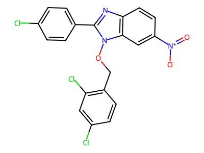 2-(4-chlorophenyl)-1-[(2,4-dichlorobenzyl)oxy]-6-nitro-1H-1,3-benzimidazole structure