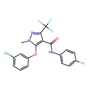 5-(3-chlorophenoxy)-N-(4-fluorophenyl)-1-methyl-3-(trifluoromethyl)-1H-pyrazole-4-carboxamide structure