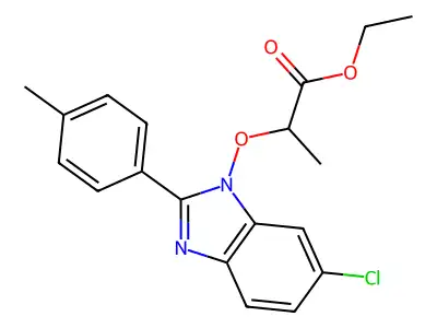 ethyl 2-{[6-chloro-2-(4-methylphenyl)-1H-1,3-benzimidazol-1-yl]oxy}propanoate structure