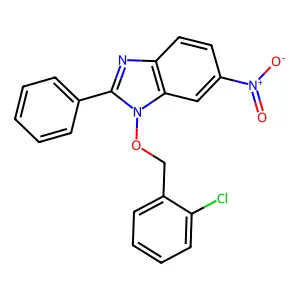 1-[(2-chlorobenzyl)oxy]-6-nitro-2-phenyl-1H-1,3-benzimidazole structure