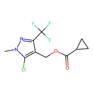 [5-chloro-1-methyl-3-(trifluoromethyl)-1H-pyrazol-4-yl]methyl cyclopropanecarboxylate structure