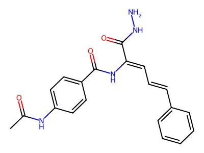 4-acetamido-N-(1-hydrazinyl-1-oxo-5-phenylpenta-2,4-dien-2-yl)benzamide structure