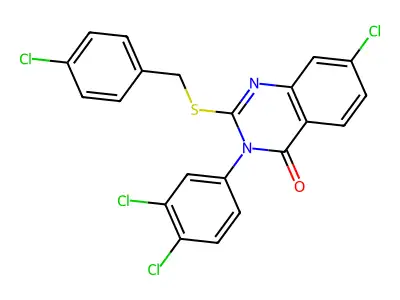 7-chloro-2-[(4-chlorophenyl)methylsulfanyl]-3-(3,4-dichlorophenyl)quinazolin-4-one structure