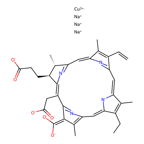 Chlorophyllin, copper sodium complex structure