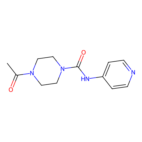 1-Acetyl-4-(4-pyridylaminocarbonyl)piperazine structure