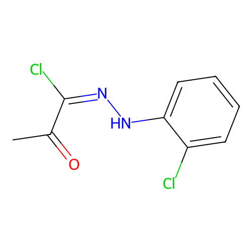 (1E)-N-(2-chlorophenyl)-2-oxopropanehydrazonoyl chloride structure