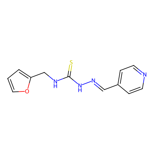 (2E)-N-(furan-2-ylmethyl)-2-(pyridin-4-ylmethylidene)hydrazinecarbothioamide structure