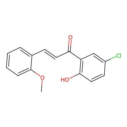 (2E)-1-(5-chloro-2-hydroxyphenyl)-3-(2-methoxyphenyl)prop-2-en-1-one structure