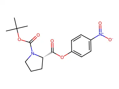 Boc-L-proline 4-nitrophenyl ester structure
