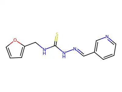 3-[(Furan-2-yl)methyl]-1-{[(pyridin-3-yl)methylidene]amino}thiourea structure