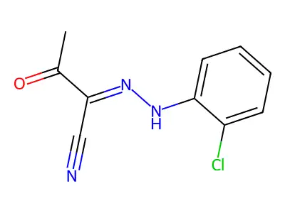N-(2-chloroanilino)-2-oxopropanimidoyl cyanide structure