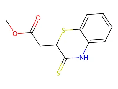 Methyl 3,4-dihydro-3-thioxo-2H-1,4-benzothiazine-2-acetate structure