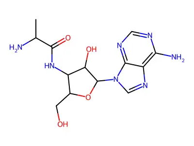 2-amino-N-[5-(6-aminopurin-9-yl)-4-hydroxy-2-(hydroxymethyl)oxolan-3-yl]propanamide structure