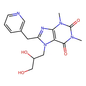 7-(2,3-Dihydroxypropyl)-8-(3-pyridylmethyl)theophylline structure