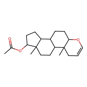 4a,6a-dimethyl-4,4a,4b,5,6,6a,7,8,9,9a,9b,10,11,11a-tetradecahydroindeno[5,4-f]chromen-7-yl acetate structure