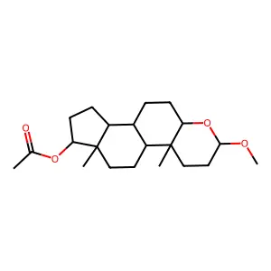 2-Methoxy-4a,6a-dimethylhexadecahydroindeno[5,4-f]chromen-7-yl acetate structure