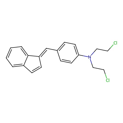 N,N-bis(2-chloroethyl)-4-[(E)-inden-1-ylidenemethyl]aniline structure