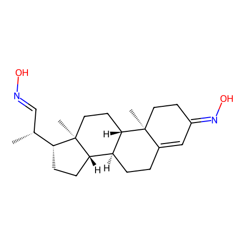3-Oxo-pregn-4-ene-20beta-carboxaldehyde dioxime structure