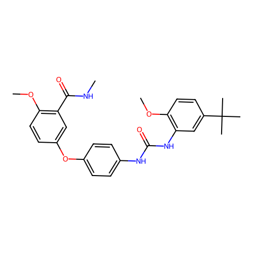 1-(4-(3-(methylcarbamoyl)-4-methoxyphenoxy)phenyl)-3-(5-tert-butyl-2-methoxyphenyl)urea structure