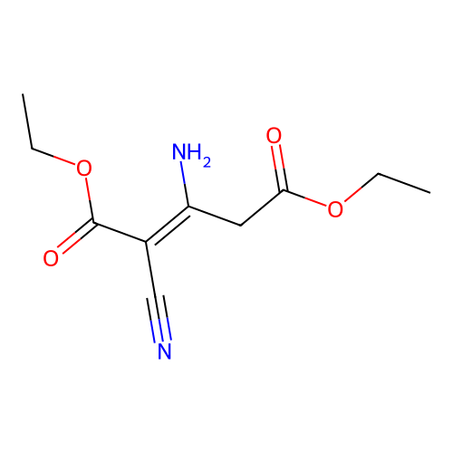 Diethyl 3-amino-2-cyano-2-pentenedioate structure