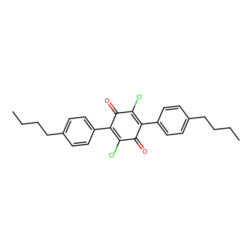 2,5-Bis(4-butylphenyl)-3,6-dichlorocyclohexa-2,5-diene-1,4-dione structure