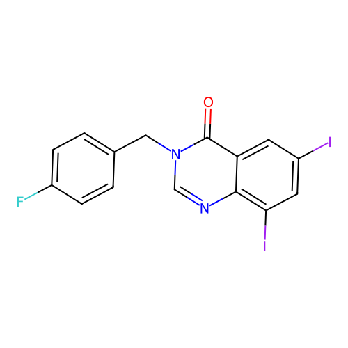 3-[(4-Fluorophenyl)methyl]-6,8-diiodoquinazolin-4-one structure