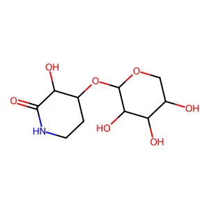 3-Hydroxy-4-(3,4,5-trihydroxy-tetrahydro-pyran-2-yloxy)-piperidin-2-one structure