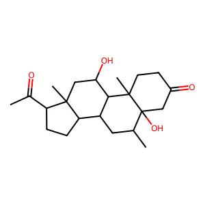 5A-pregnane-3,20-dione, 5,11a-dihydroxy-6b-methyl-(6ci,8ci) structure