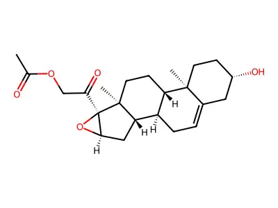 Pregn-5-en-20-one, 16,17-epoxy-3beta,21-dihydroxy-, 21-acetate structure
