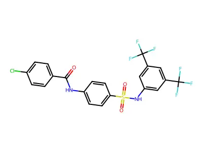 N-[4-[[3,5-bis(trifluoromethyl)phenyl]sulfamoyl]phenyl]-4-chlorobenzamide structure