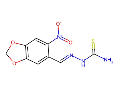 6-Nitro-1,3-benzodioxole-5-carbaldehyde thiosemicarbazone structure