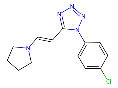 1-(4-chlorophenyl)-5-[2-(pyrrolidin-1-yl)ethenyl]-1H-1,2,3,4-tetrazole structure