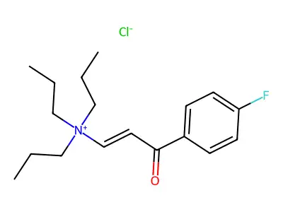 3-(4-fluorophenyl)-3-oxo-N,N,N-tripropylprop-1-en-1-aminium chloride structure