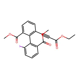 Methyl 3-(3-ethoxy-3-oxoprop-1-ynyl)-2-(2-iodo-6-methoxycarbonylphenyl)benzoate structure