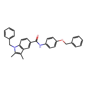 1-benzyl-2,3-dimethyl-N-(4-phenylmethoxyphenyl)indole-5-carboxamide structure