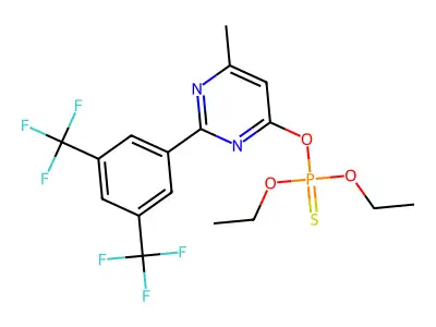 O-{2-[3,5-bis(trifluoromethyl)phenyl]-6-methylpyrimidin-4-yl} O,O-diethyl phosphothioate structure