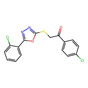 1-(4-Chlorophenyl)-2-((5-(2-chlorophenyl)-1,3,4-oxadiazol-2-yl)thio)ethanone structure