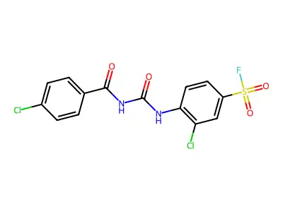 3-Chloro-4-({[(4-chlorobenzoyl)amino]carbonyl}amino)benzene-1-sulphonyl fluoride structure