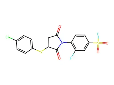 4-{3-[(4-chlorophenyl)thio]-2,5-dioxotetrahydro-1H-pyrrol-1-yl}-3-fluorobenzene-1-sulphonyl fluoride structure