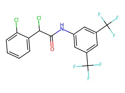N1-[3,5-di(trifluoromethyl)phenyl]-2-chloro-2-(2-chlorophenyl)acetamide structure